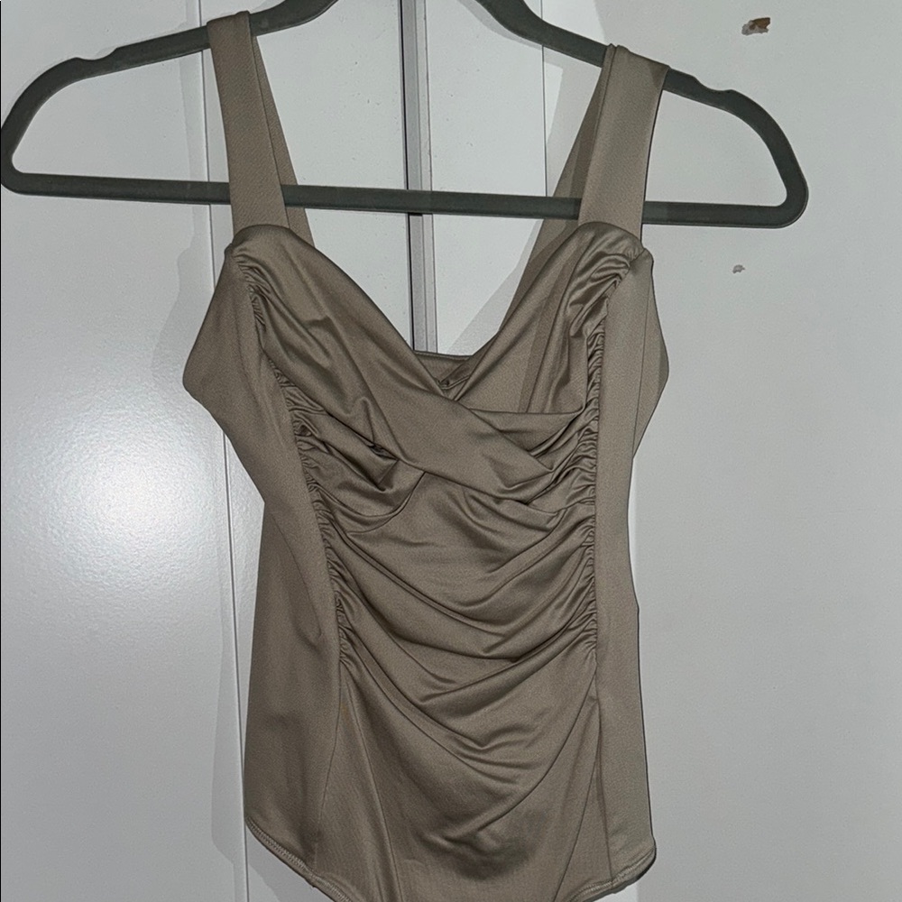 Abercrombie & Fitch Beige Ruched Top